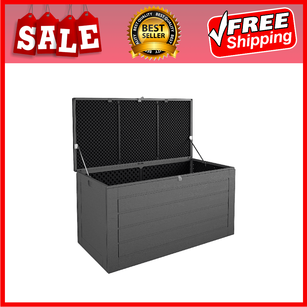 Cosco Outdoor Patio Deck Storage Box, Extra Large, 180 Gallons, Black