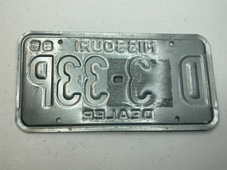 1985 Missouri Dealer License Plate Tag D 333P eBay