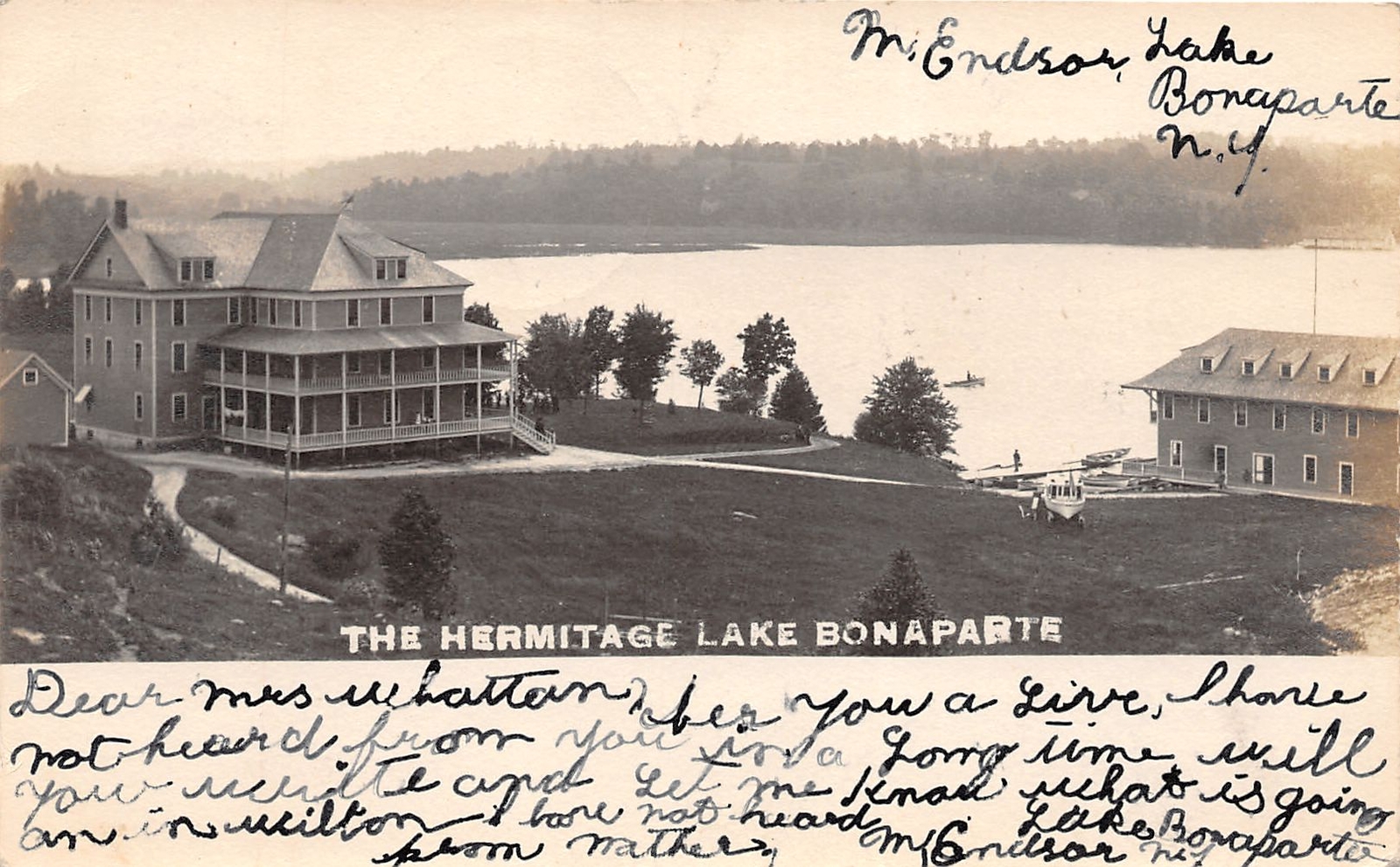 PC1/ Lake Bonaparte New York RPPC Postcard c1910 The Hermitage Hotel