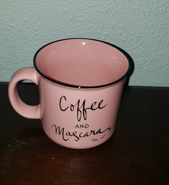 Large Coffee Mug " Coffee and Mascara " by Prima design Pink eBay