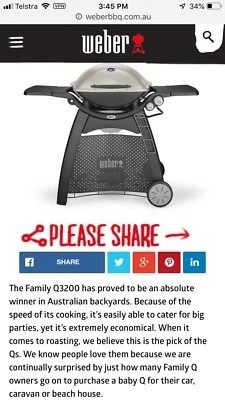 Weber Family Q Premium Bbq Q3200au Natural Gas Bbq Gumtree