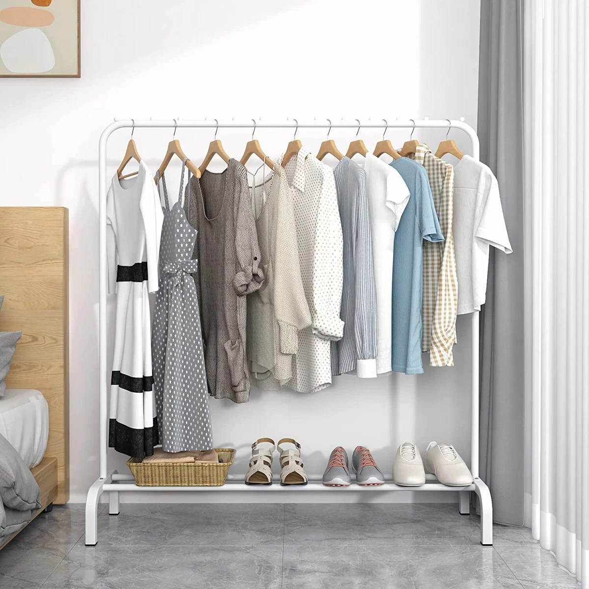 UDEAR Garment Rack Freestanding Hanger Double Pole, 52 OFF