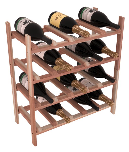 20 Magnum Bottle Stackable Wine Rack Kit in Premium Redwood. Free