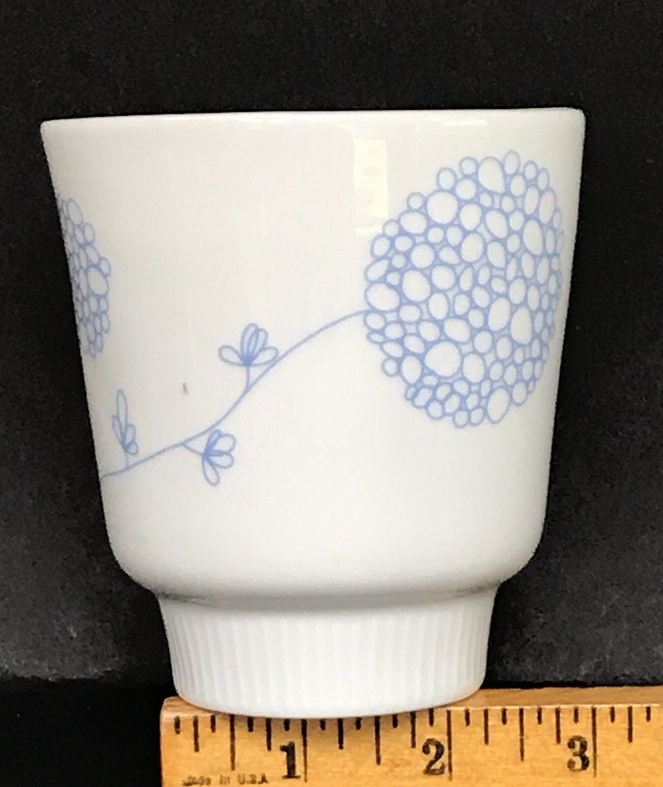 IKEA Set of 2 Coffee Tea Cups Mugs White And Blue Floral No Handle