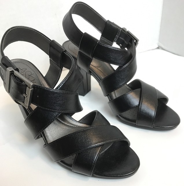 LifeStride Soft System Womens Black Open Toe Heels Size 7.5 eBay