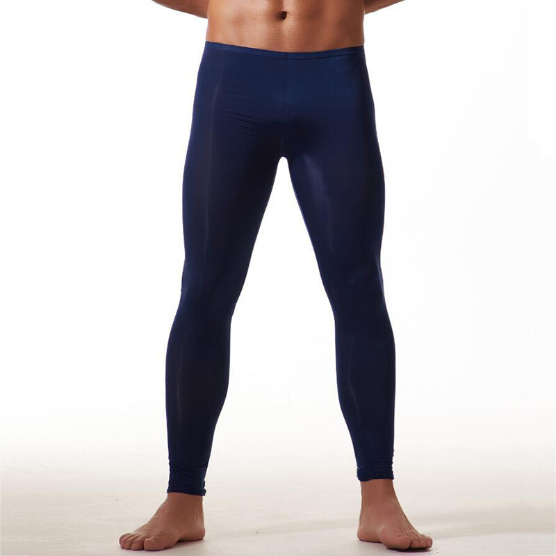 Men's Ultrathin Ice Silk Leggings Sheer Gym Fitness Long Pants Skinny