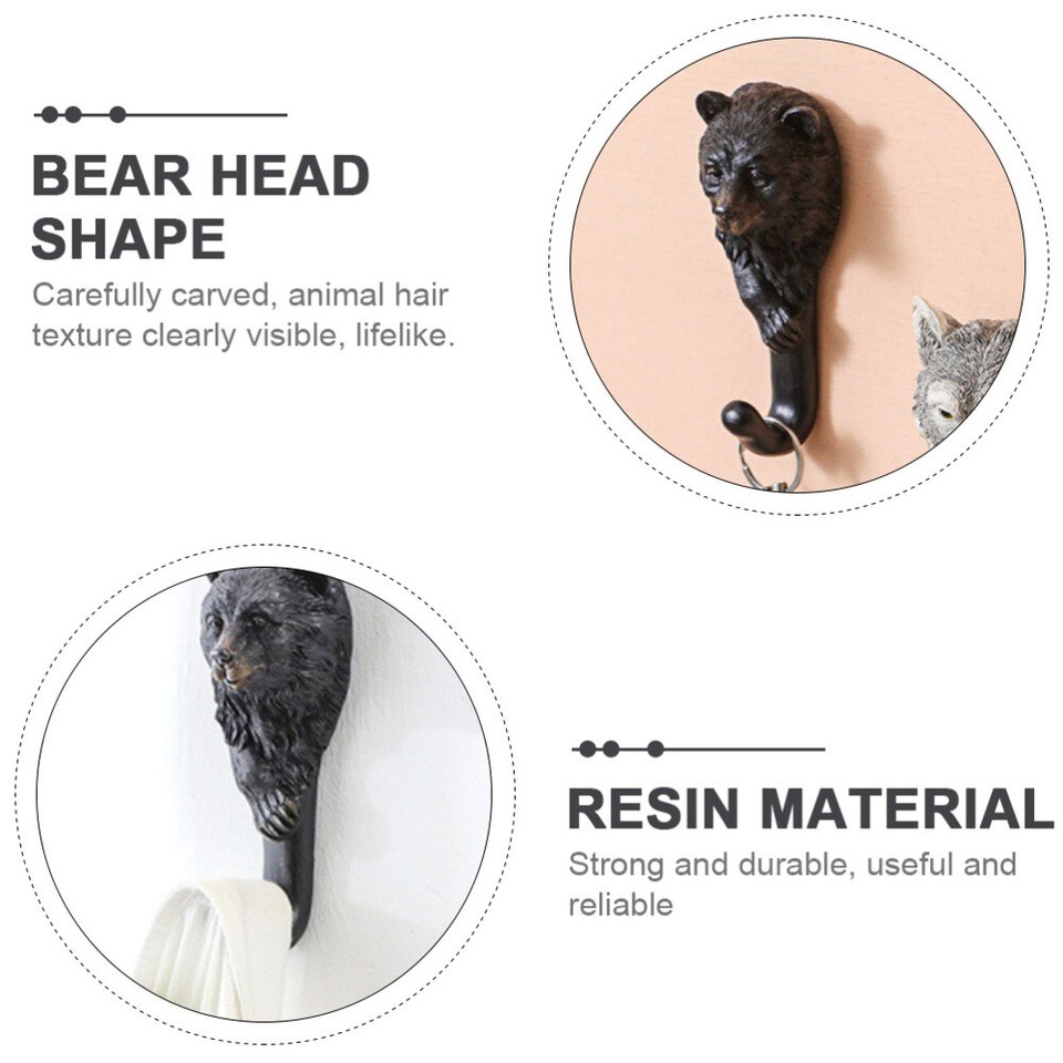 2 Count Bear Head Hook Wall Mounted Clothing Rack Animal Hanger eBay