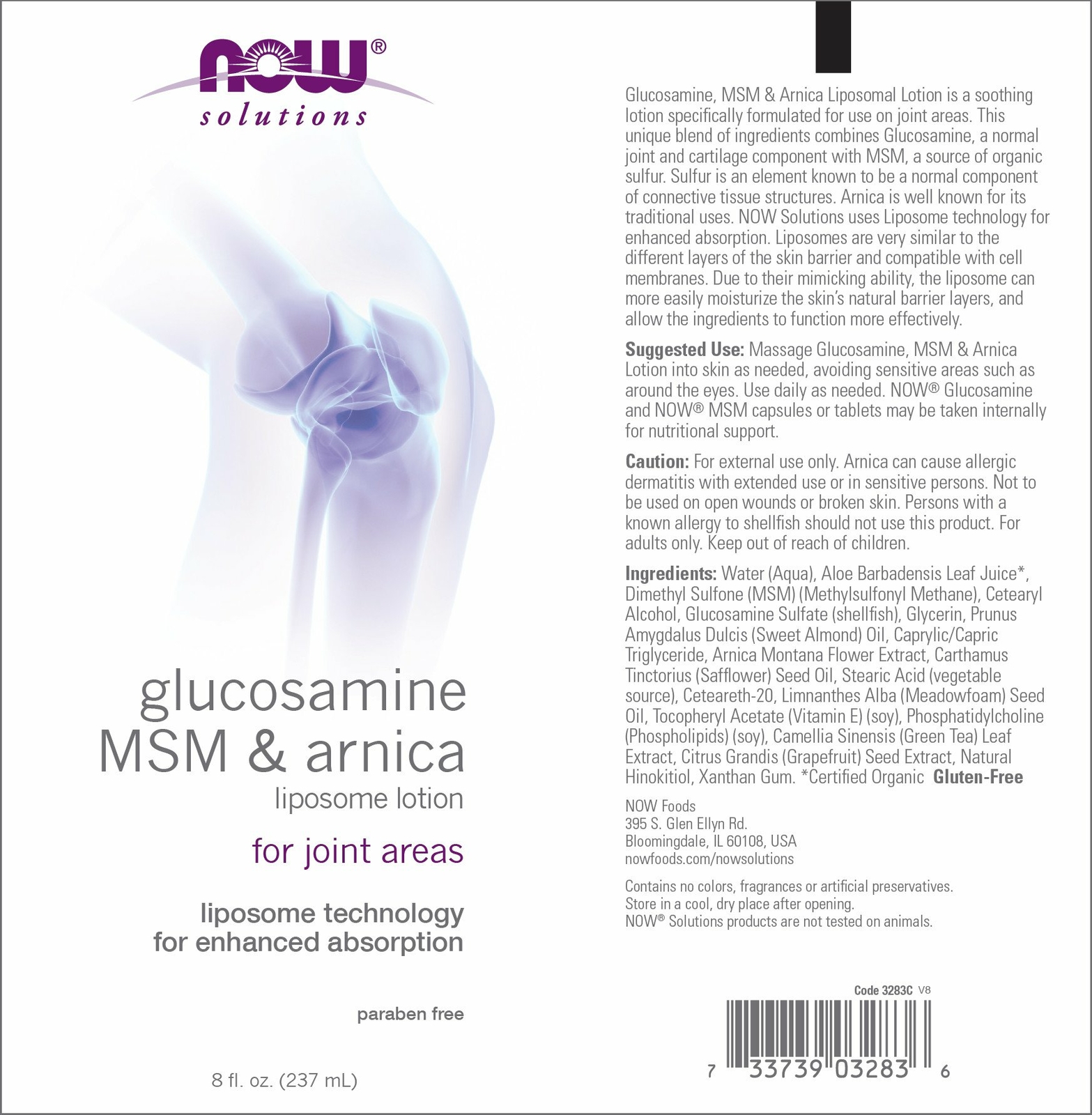 NOW Solutions Glucosamine, MSM & Arnica Liposome Lotion 8 fl oz (237