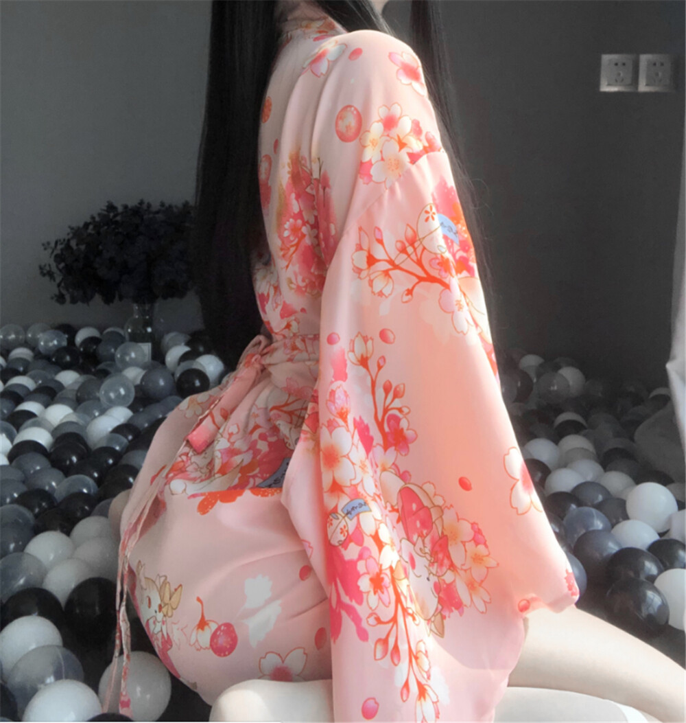 Women's Sexy Kimono Lingerie Japanese Bathrobe Lolita Dress Cosplay