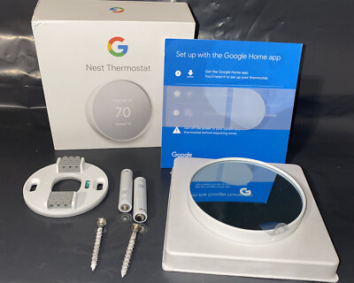 Google Nest Thermostat G4CVZ Smart Thermostat Wifi - Snow. New/open Box