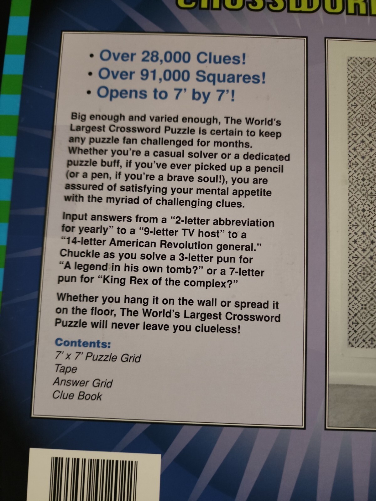 The World's Largest Crossword Puzzle OPEN BOX (T36) eBay