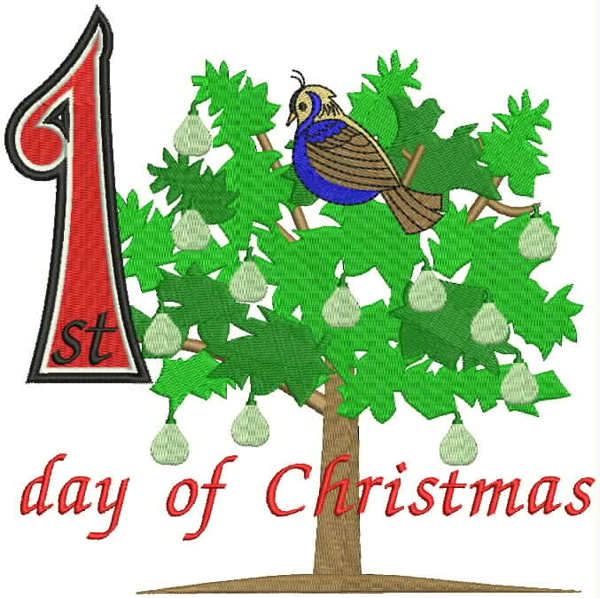 First Day Of Christmas Free Embroidery Designs, Cute Embroidery Designs