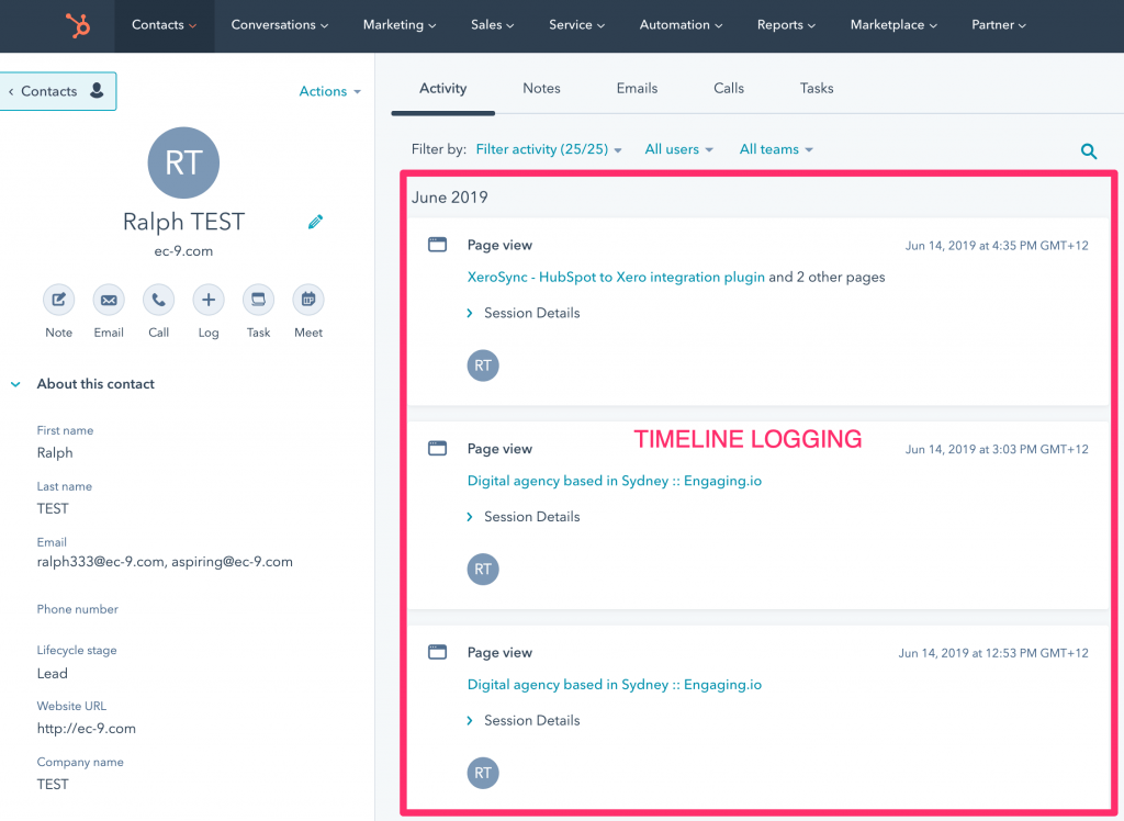 HubSpot Timeline API Developer log activities back to your contacts