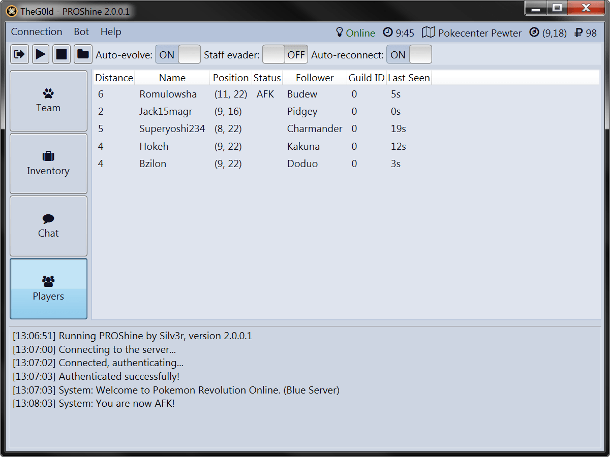 PROShine Pokemon Revolution Online bot