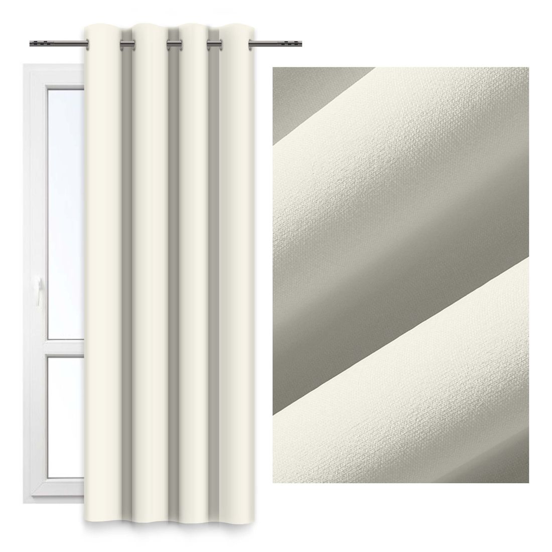 GOTOWA Zasłona gładka na przelotkach 140x250 ecru ZASŁONY do salonu