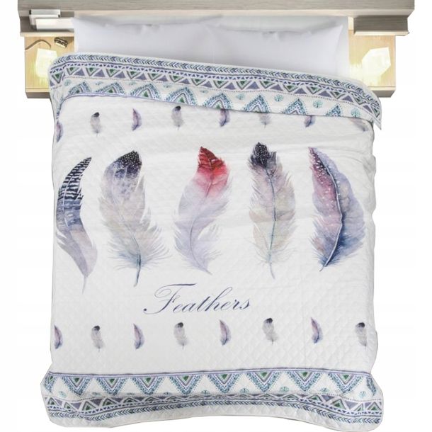 Narzuta Na Łóżko Boho Piórka Pióra 200x220 Etno ERLI.pl