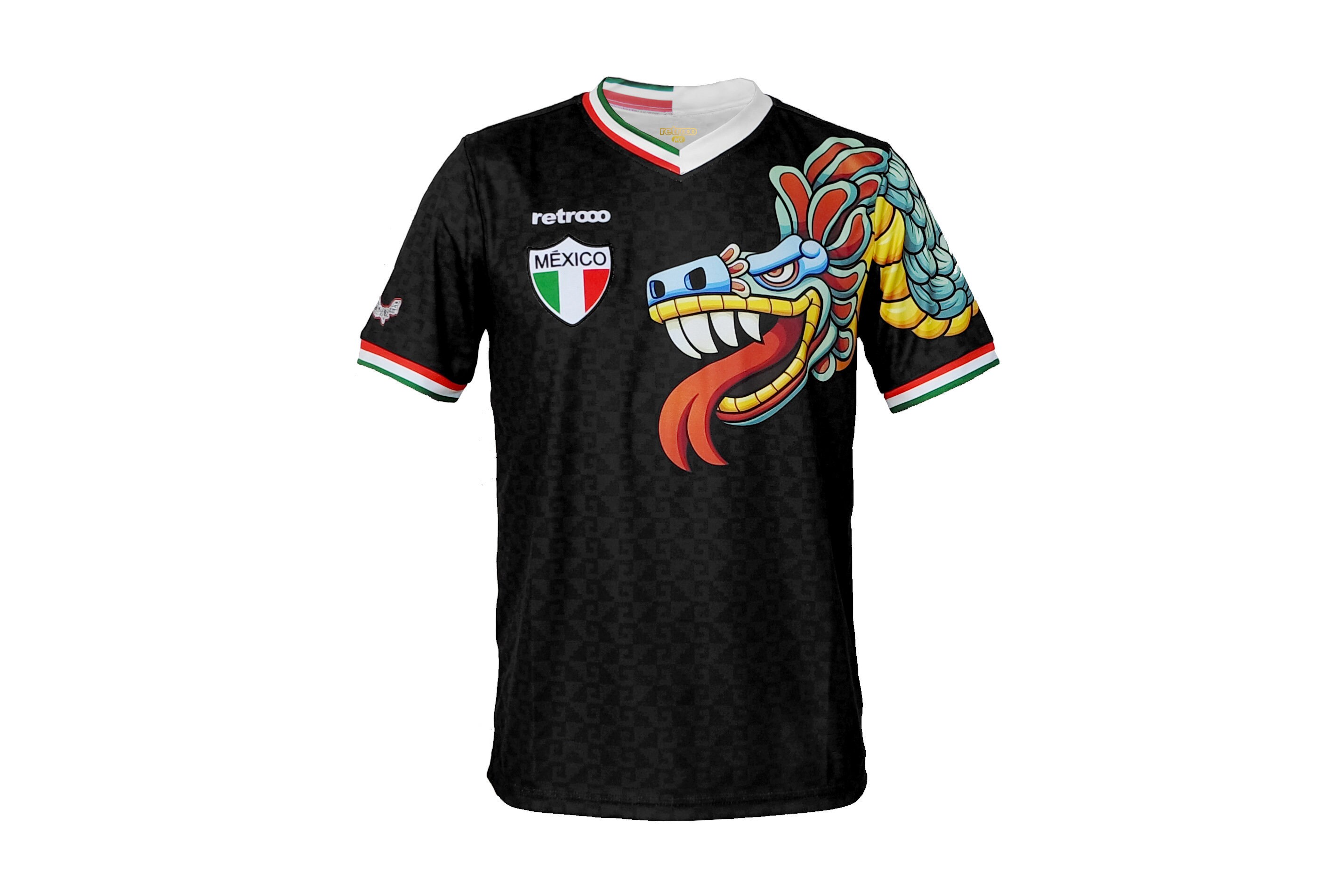 Jersey Retrooo México Quetzalcoatl Negro Etsy