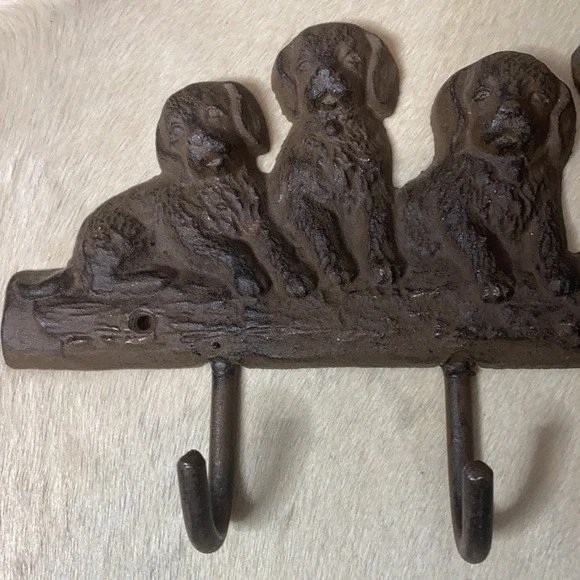 Vintage Dog Coat Hanger Metal Cast Iron Wall Hooks Key Holder, Hat