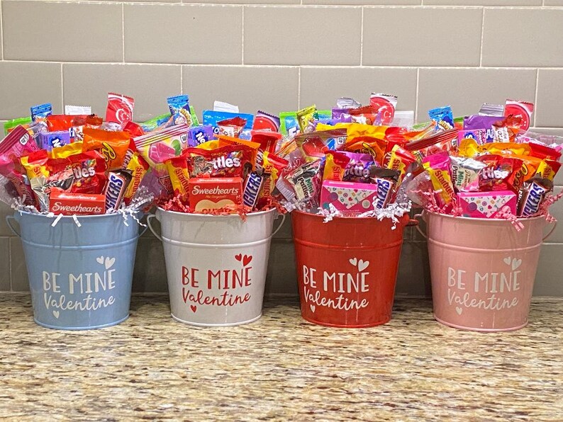 Valentine Pail Bouquet/ Be My Valentine/ Assorted Candy Pail/ Etsy