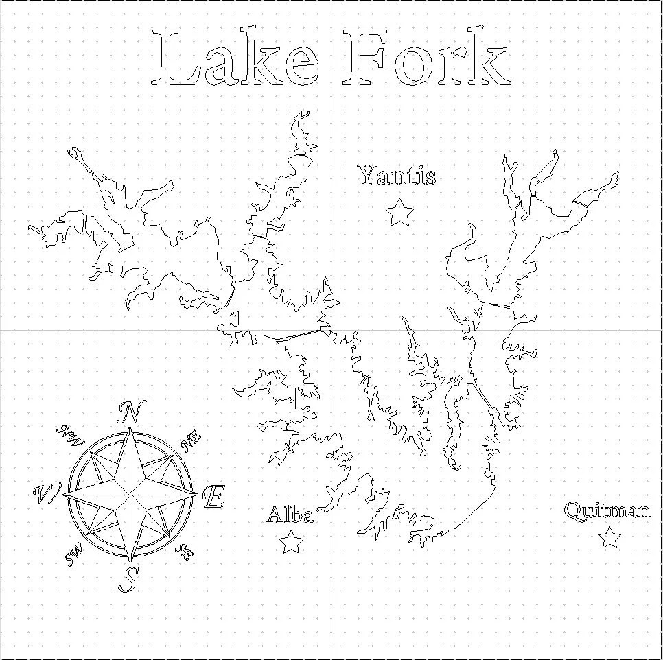 Lake Fork SVG Map File Etsy