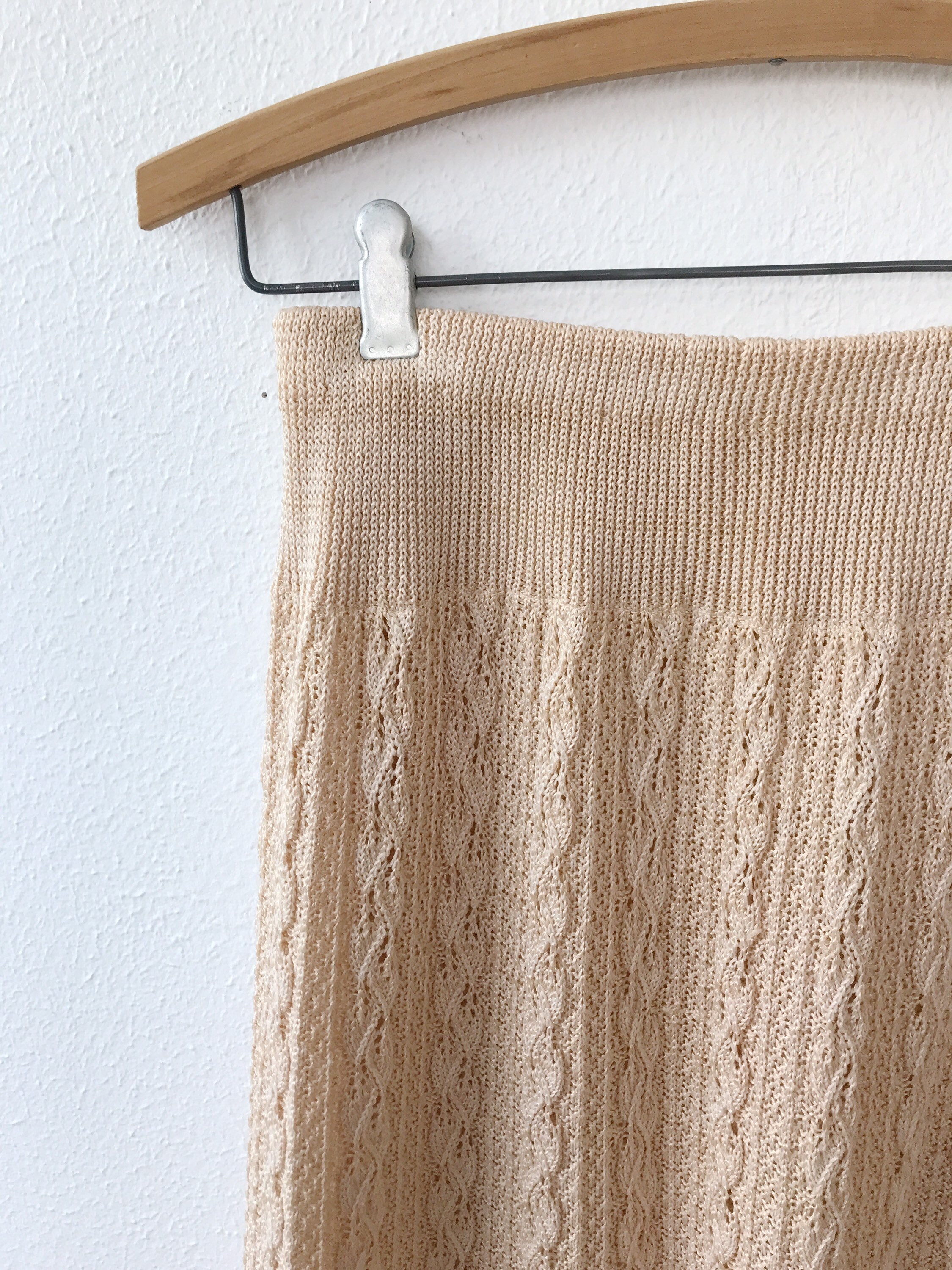 vintage knit skirt / 70s peach knit skirt / Blush Sweater skirt