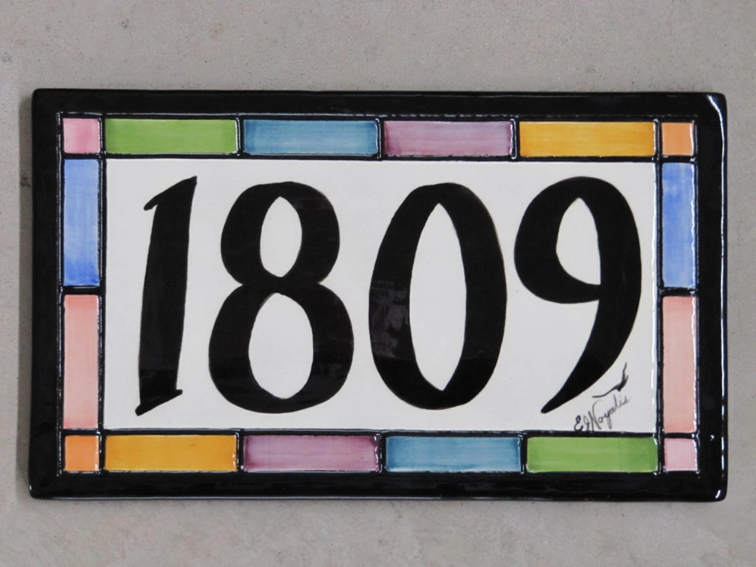 Custom Hand Painted Ceramic House Number Tile Placque or Etsy