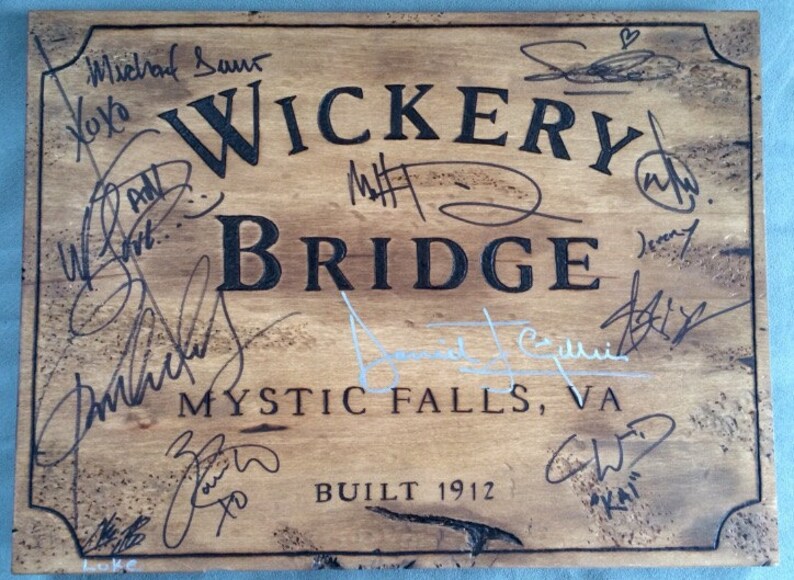 Wood Burned Wickery Bridge sign The Vampire Diaries Etsy