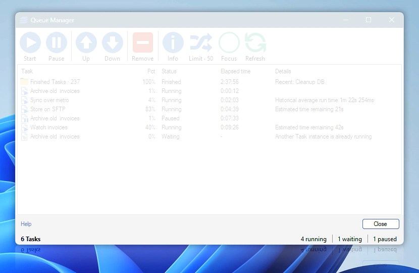 Queue Manager status bar—Automation