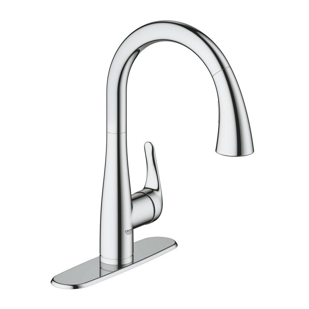 GROHE Single Handle Pull Down Kitchen Faucet in StarLight Chrome Ferguson