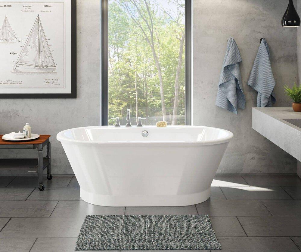 MAAX 66 x 36 in. Freestanding Bathtub with Center Drain in White Ferguson