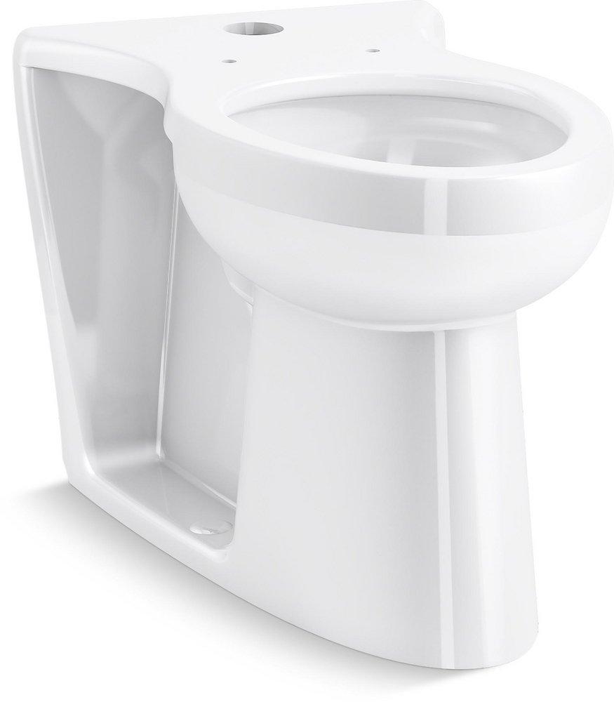 KOHLER Elongated Floor Mount Flushometer Bowl with Top Spud in White Ferguson