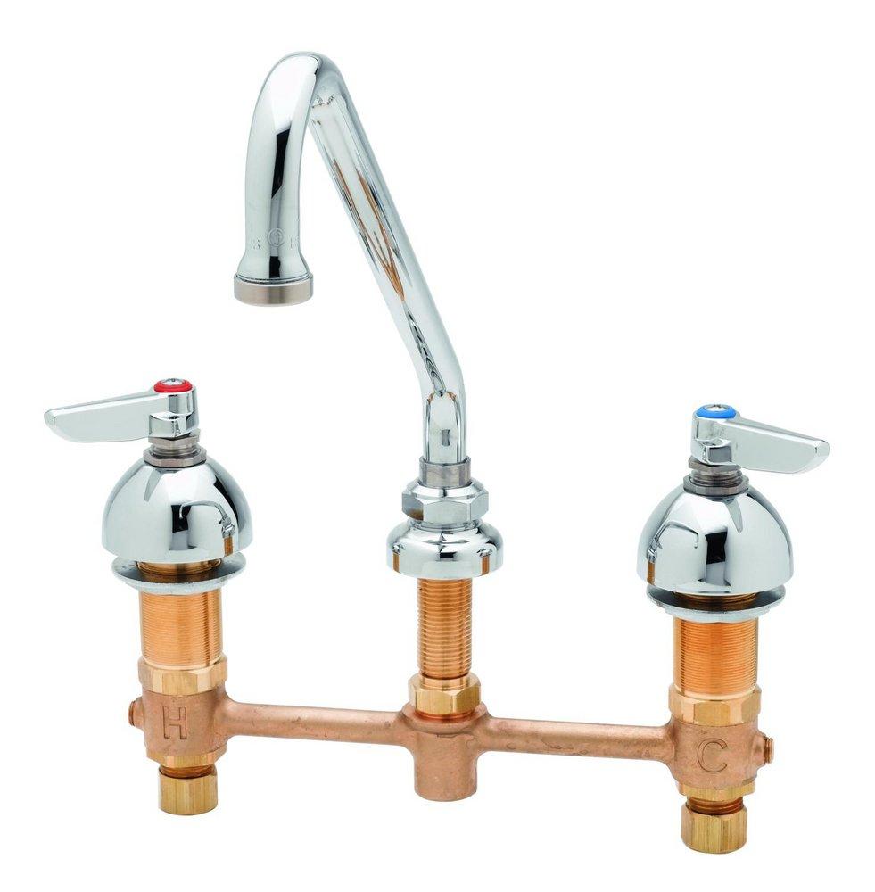 T&S Brass Two Handle Widespread Bathroom Sink Faucet in Chrome Plated