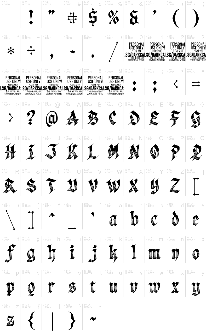Darkcastle PERSONAL USE Regular font