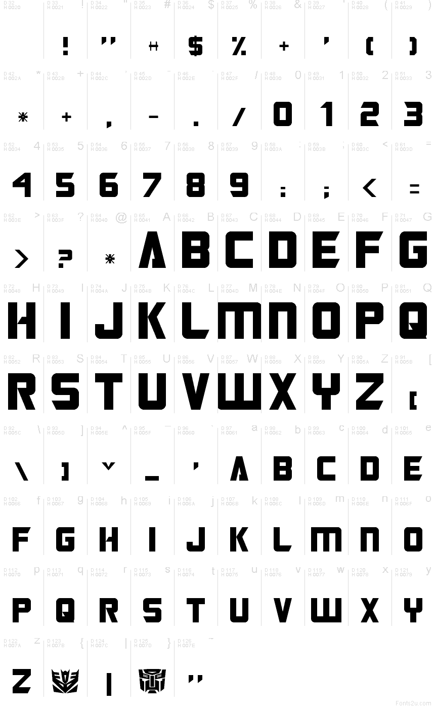 Transformers font