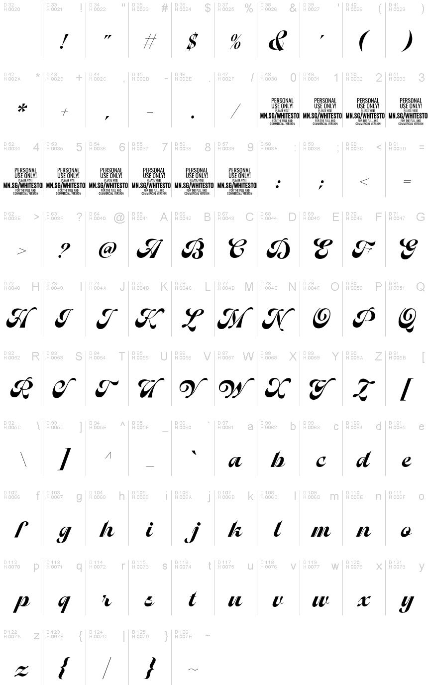 Whitestone Formal PERSONAL Regular フォント