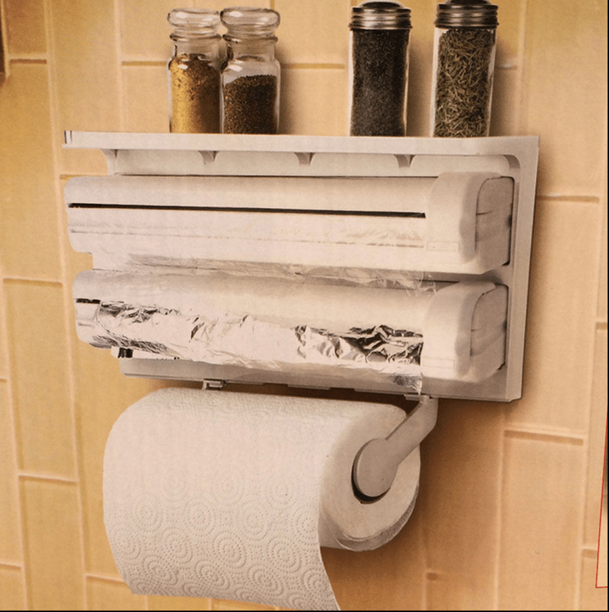 Kitchen Paper Dispenser Triple Cling Film Wrap Aluminium Foil Roll