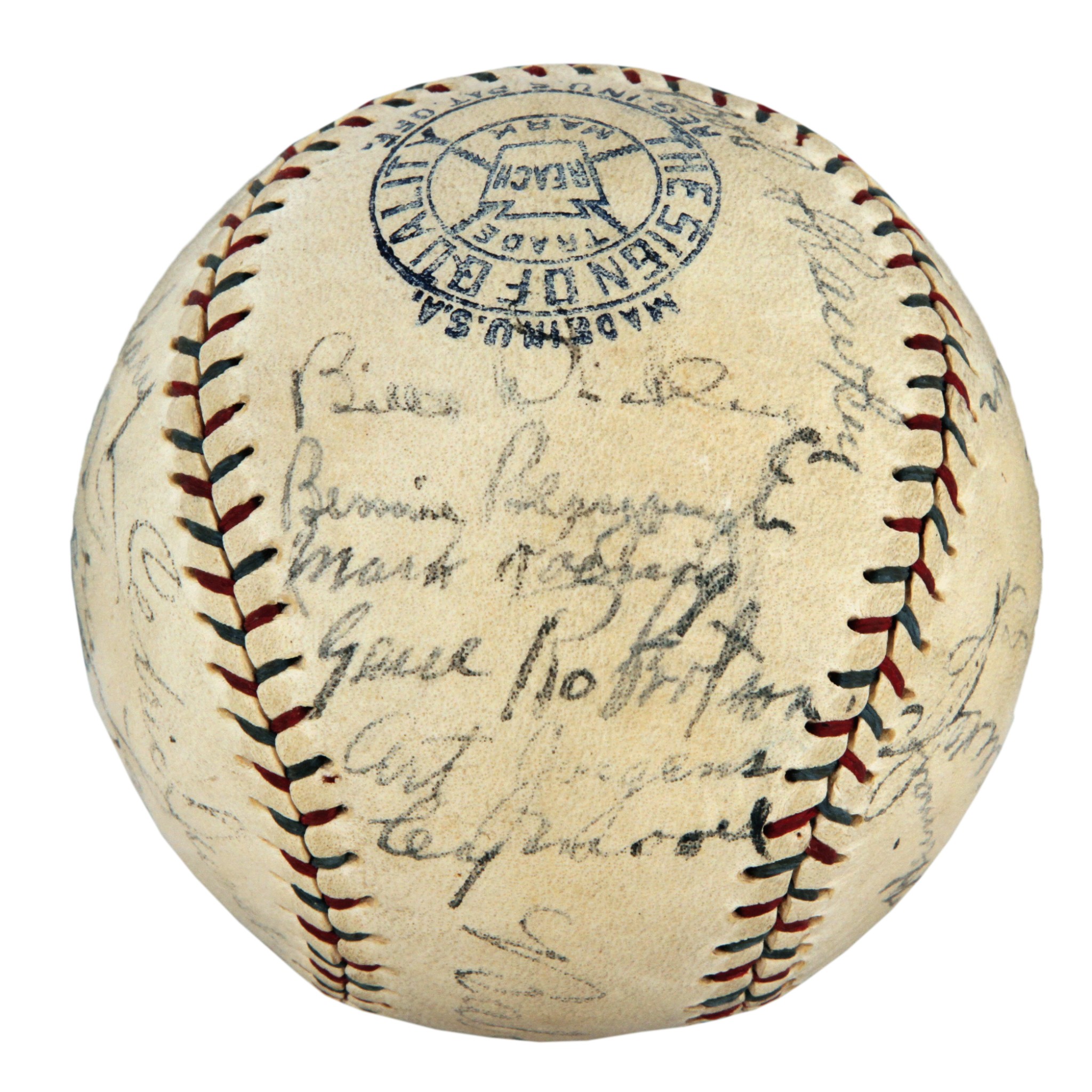 Beautiful 1929 New York Yankees Team Signed Baseball & Babe Ruth Lou