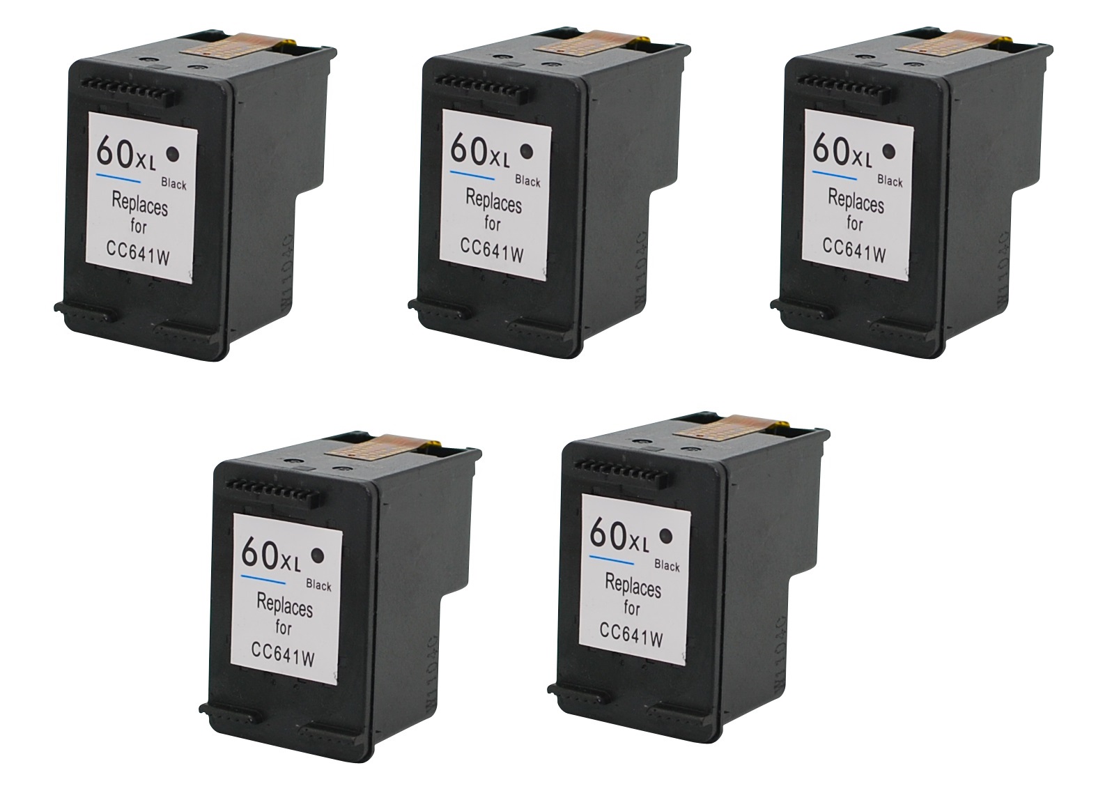 5pk 60XL Black Ink Cartridge for HP Envy 120e 121e PhotoSmart C4610