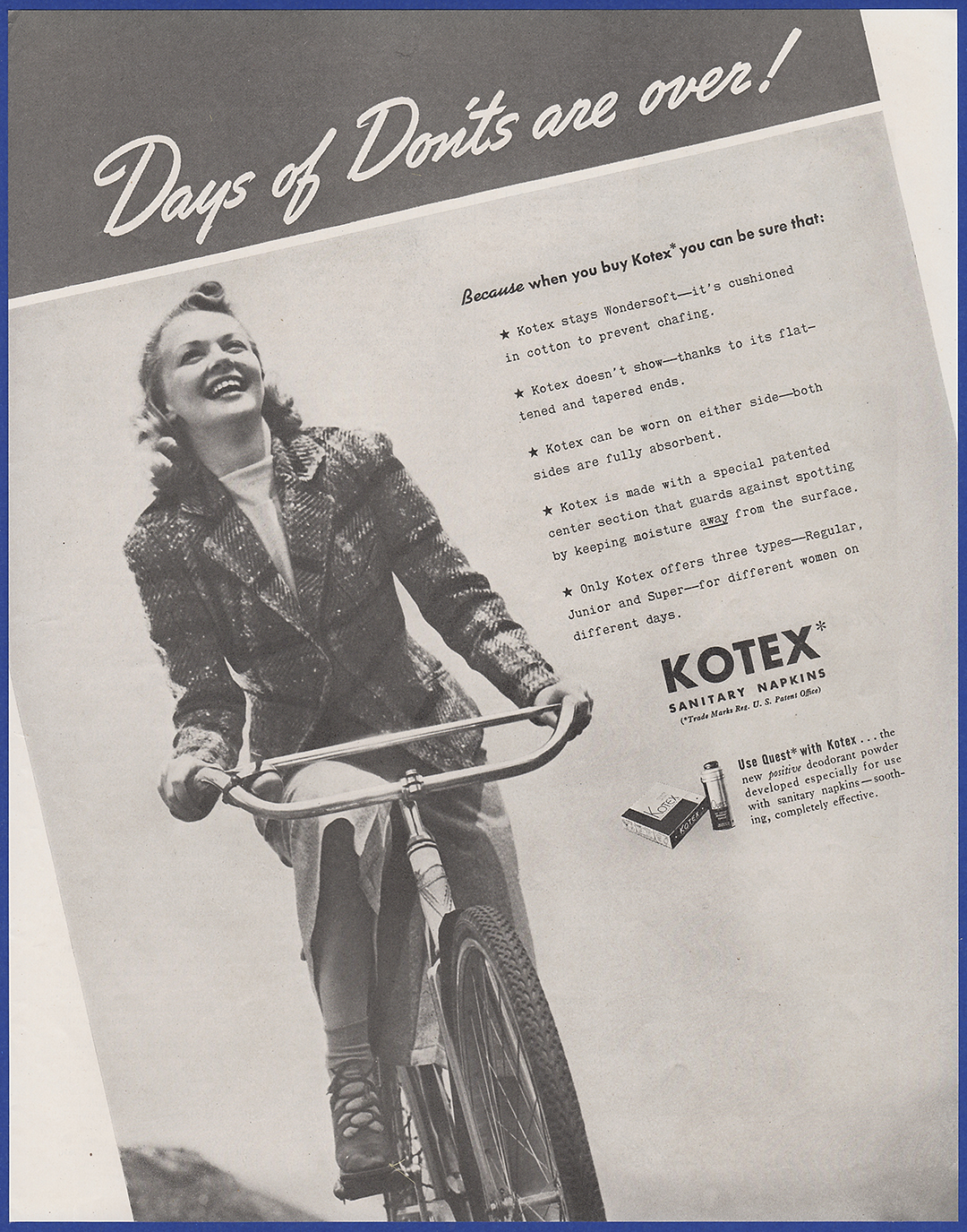 Vintage 1938 KOTEX Sanitary Napkins Feminine Hygiene Ephemera Print Ad