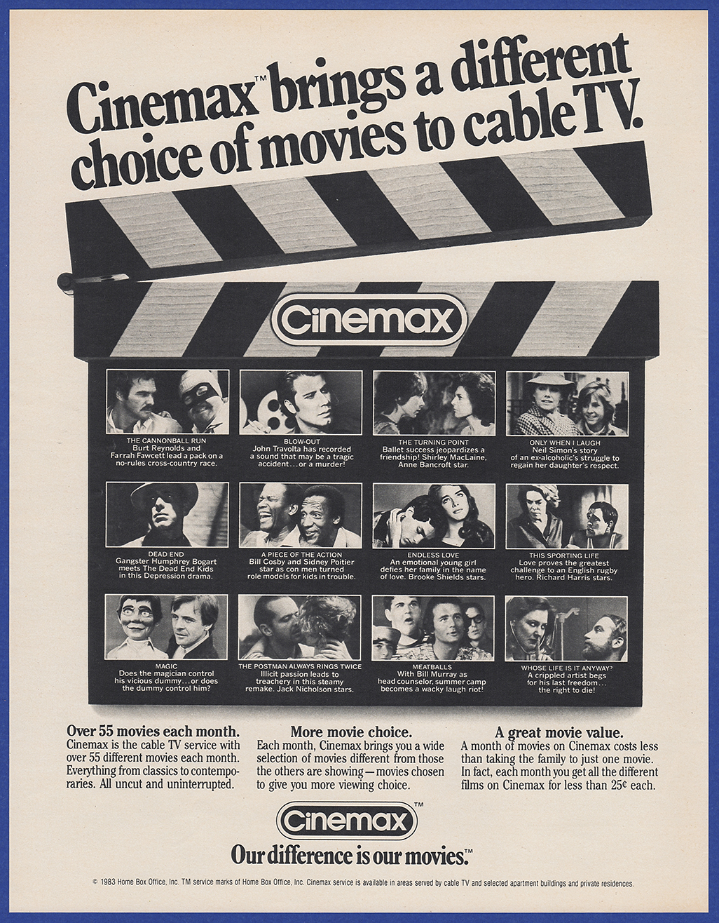 Vintage 1983 CINEMAX Paid Cable TV Movies Print Ad 80's eBay