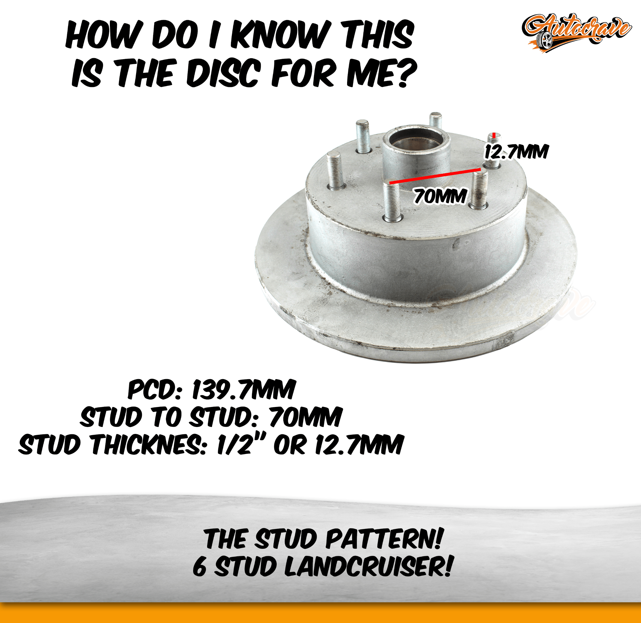 Trailer 12" Mechanical Brake Hub Drum Disc 6 Stud landcruiser Caravan