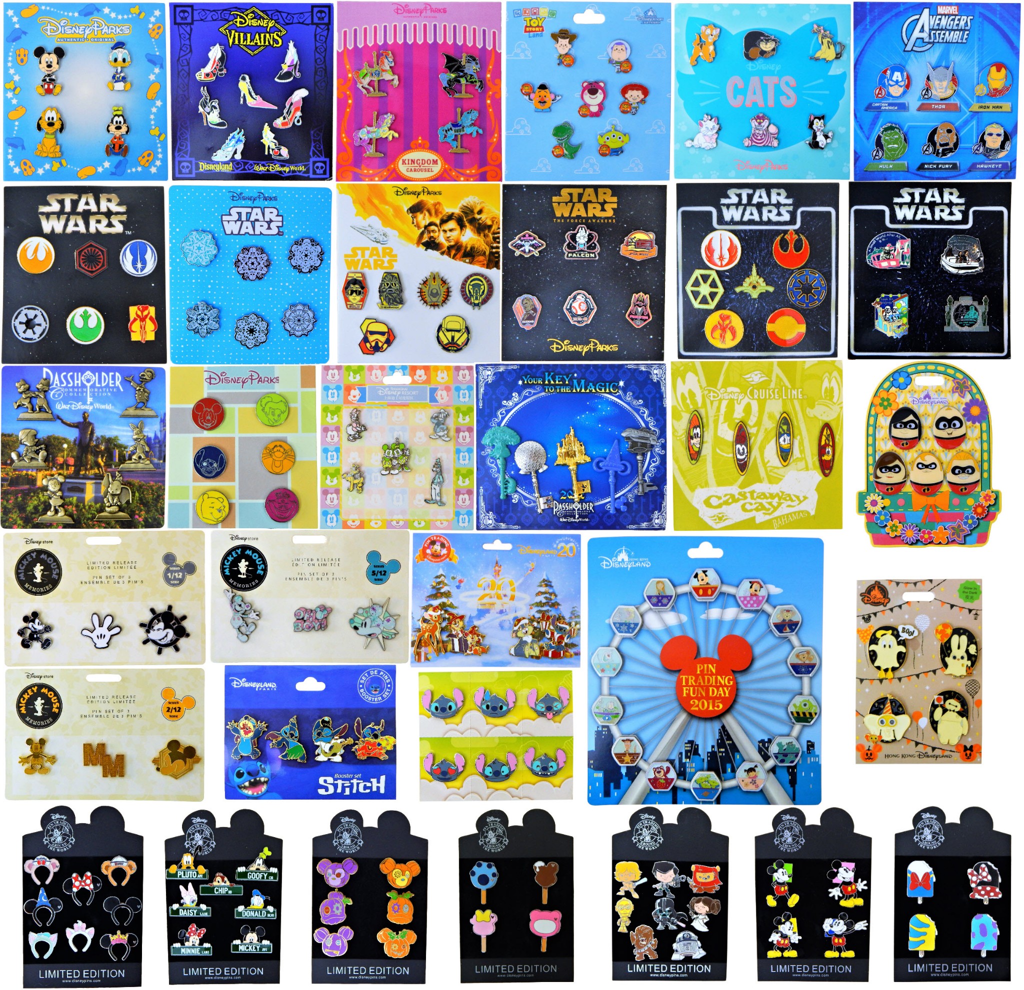 Disney Booster Pack Sets Assorted Pin Sets on Cards Guaranteed 25