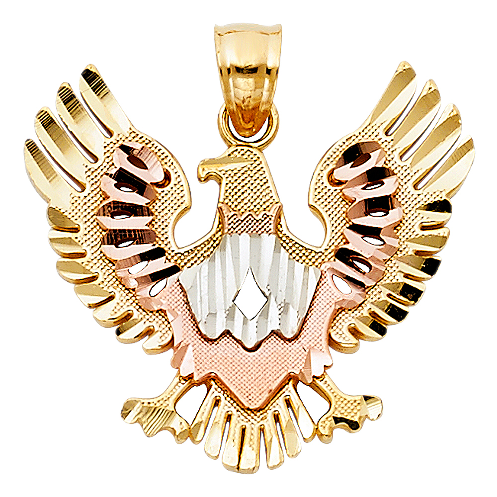 14K Tri Color Gold Eagle Charm Pendant For Necklace or Chain eBay