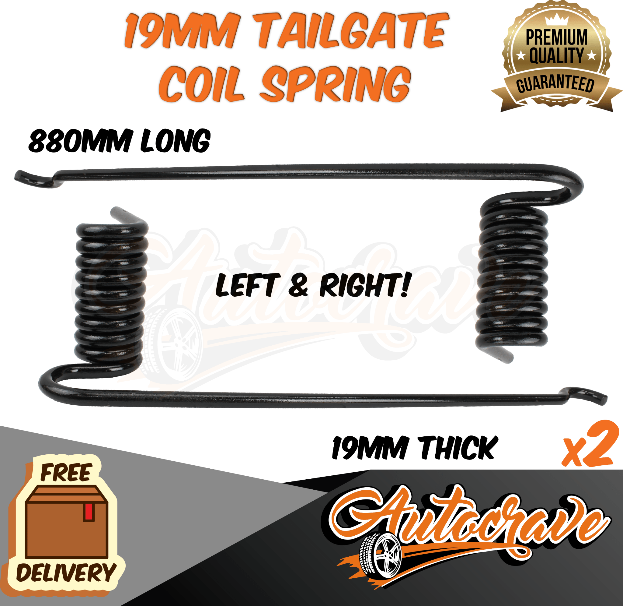 2x 19mm Trailer Tail Gate Horse Float Tailgate Coil Spring Ramp Door