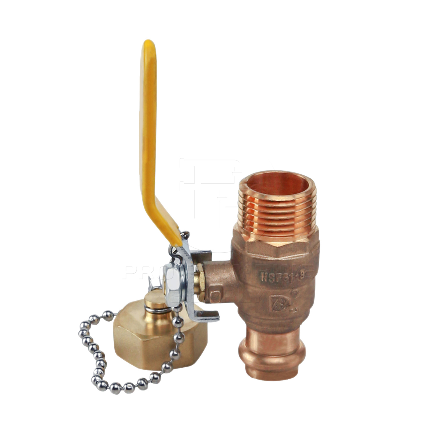 Midline Valve Brass Full Port Hose Ball Valve with Chain and Cap, Press
