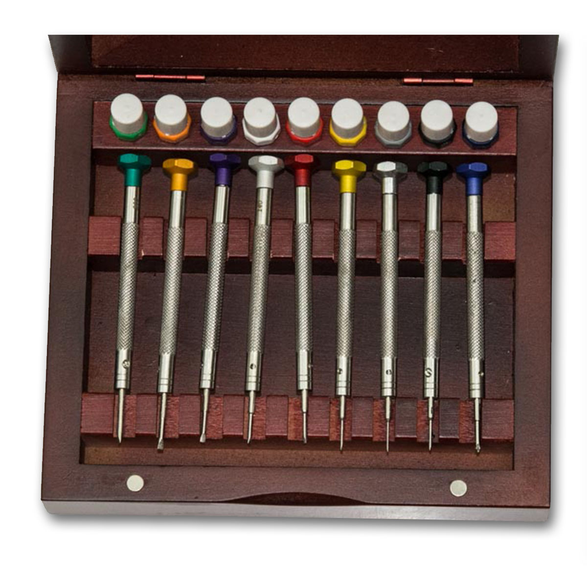 EURO PREMIUM Watchmakers hardened watch screwdrivers set wood case