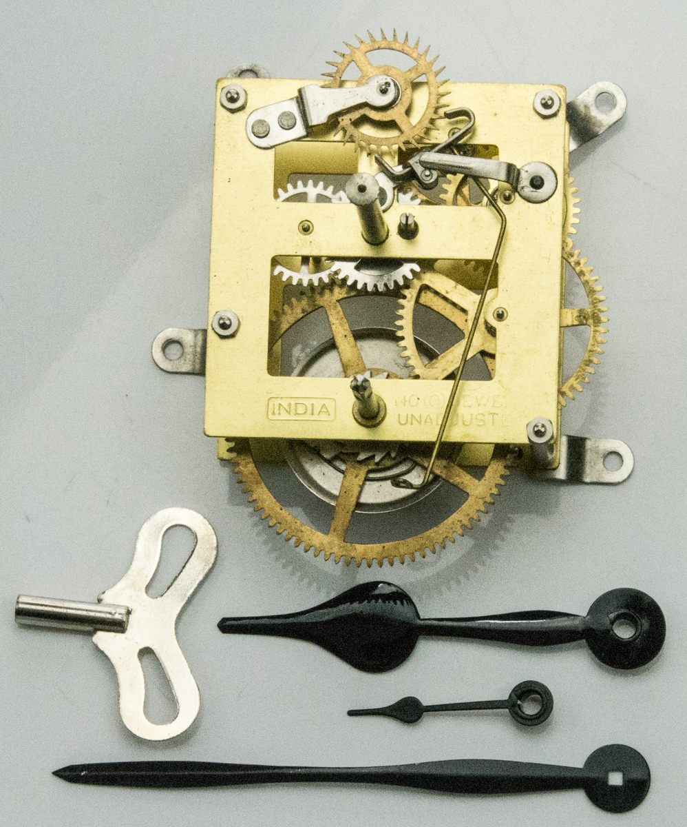 Manual wind 8 day clock movement hands & winders 13" drop clockmakers