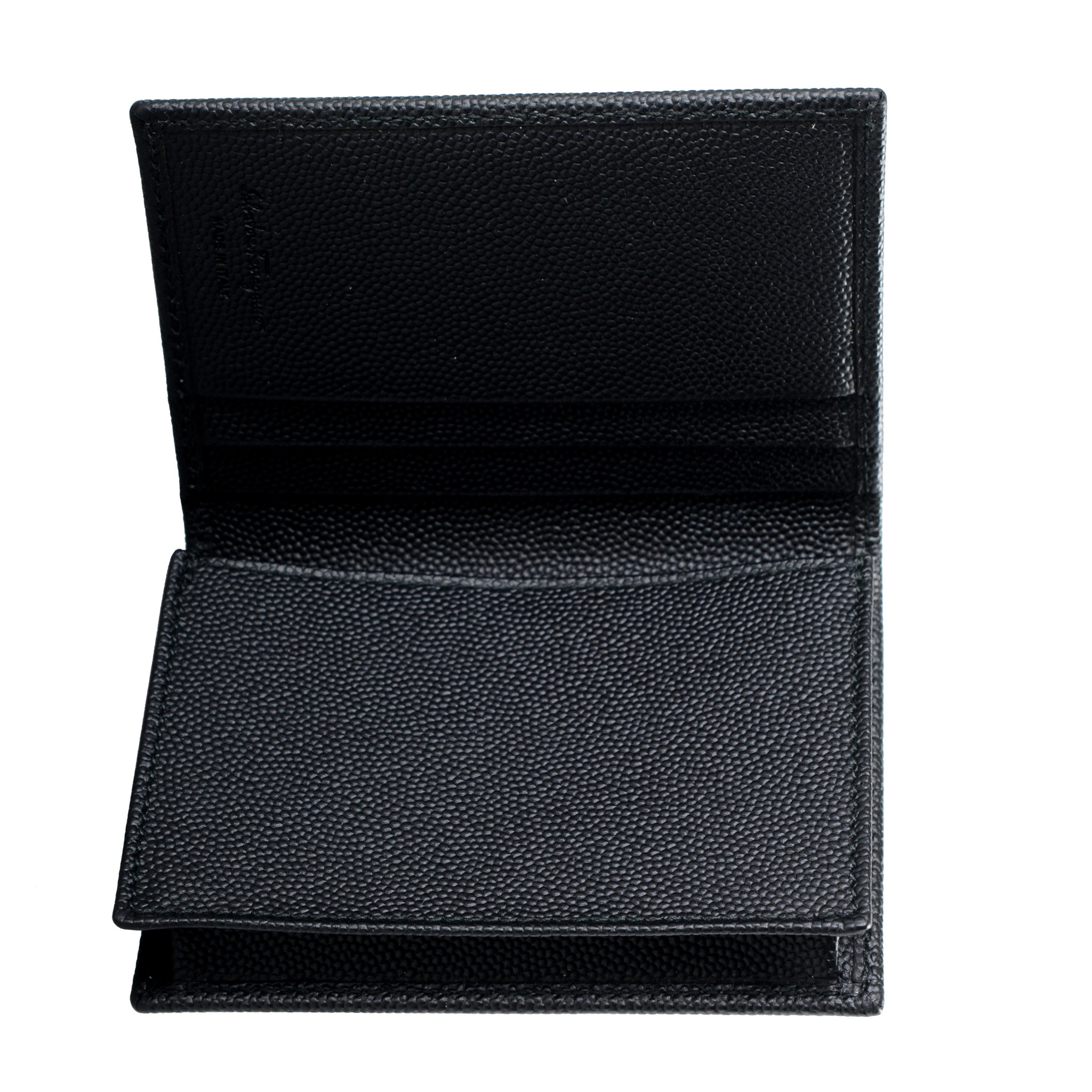 Salvatore Ferragamo Men's 100 Pebbled Leather Black Card Holder Small Wallet eBay