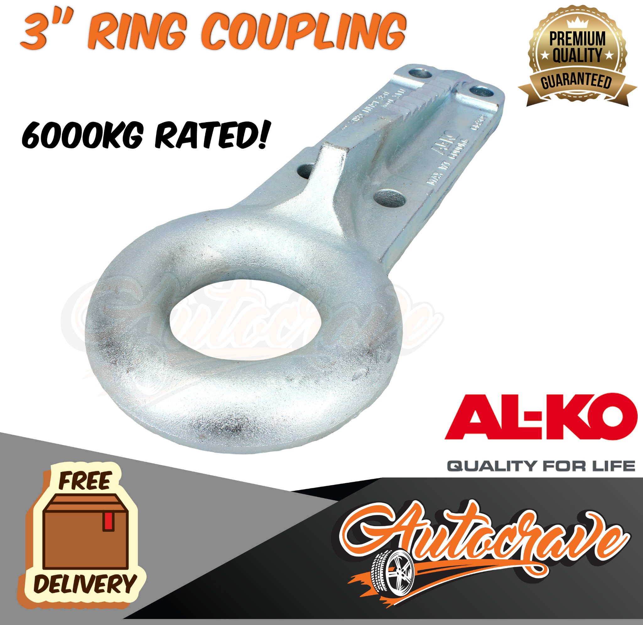 ALKO Trailer Ring Coupling Caravan Override 6000KG 6T off road Hitch