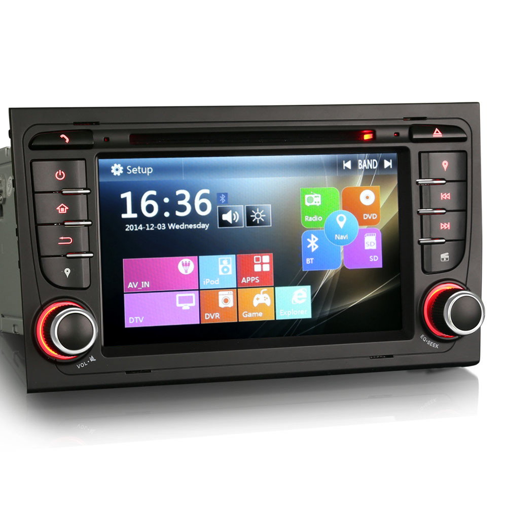 7" Car Radio Stereo DVD Player GPS SatNav Bluetooth USB For Audi A4 S4